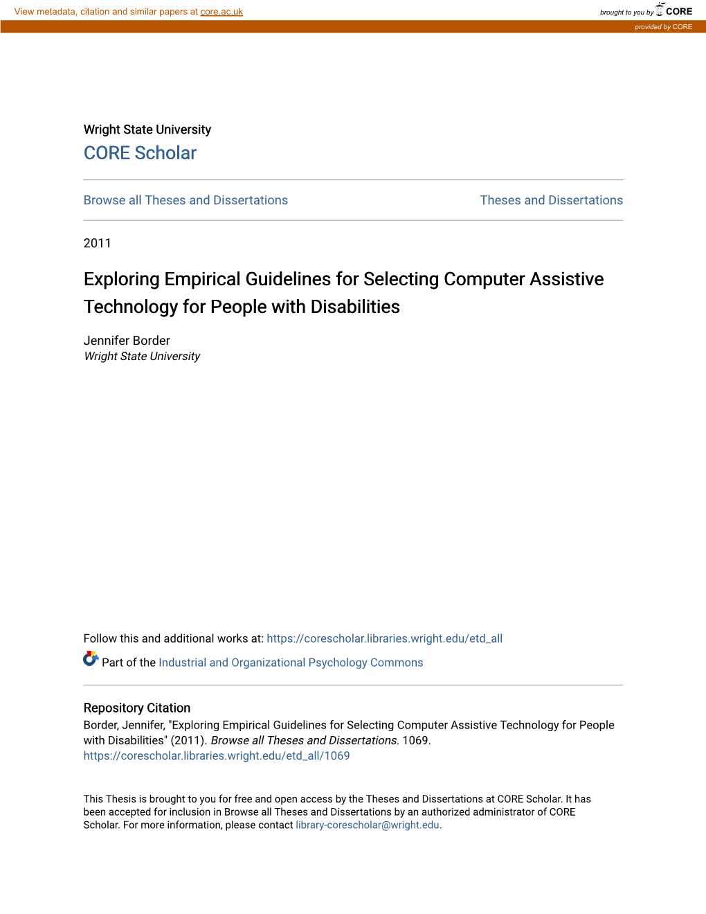 Exploring Empirical Guidelines for Selecting Computer Assistive Technology for People with Disabilities