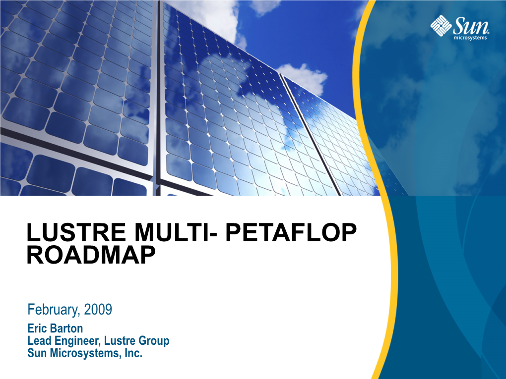 Lustre Multi- Petaflop Roadmap