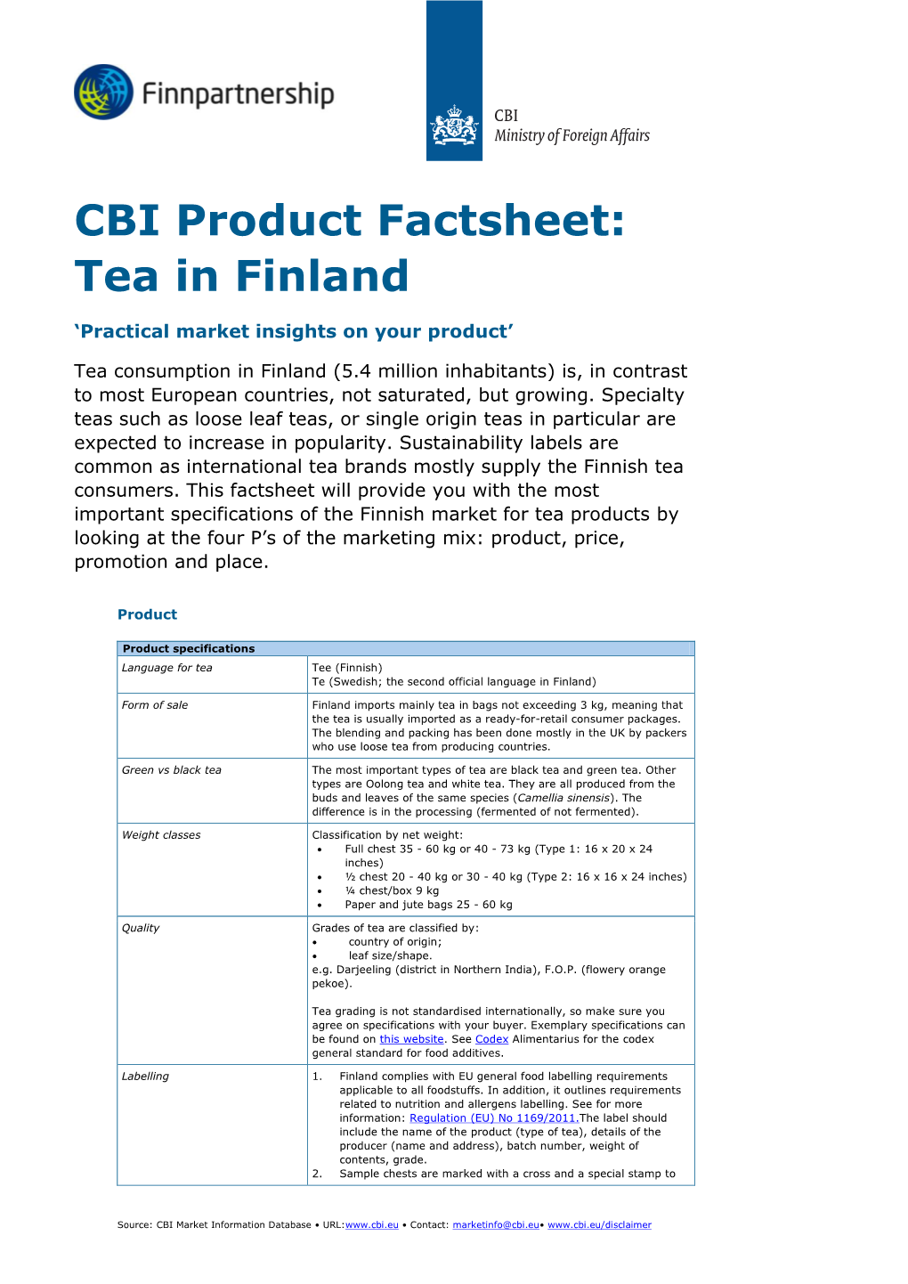 Product Factsheet: Tea in Finland