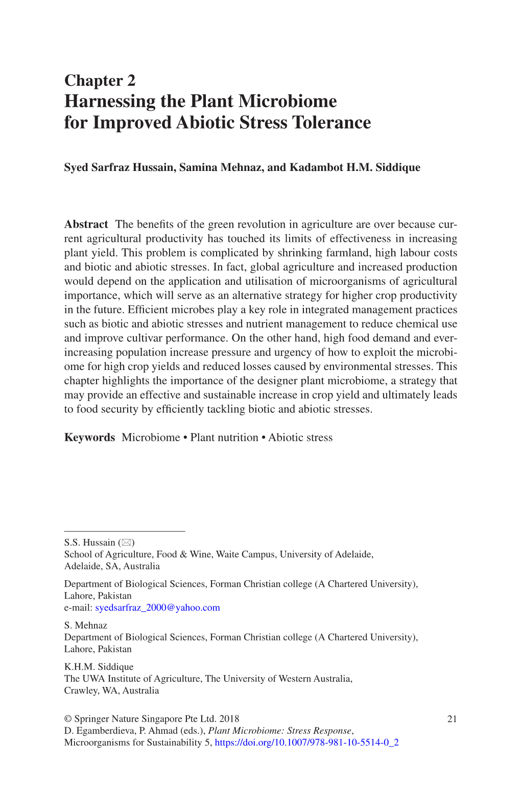 Harnessing the Plant Microbiome for Improved Abiotic Stress Tolerance