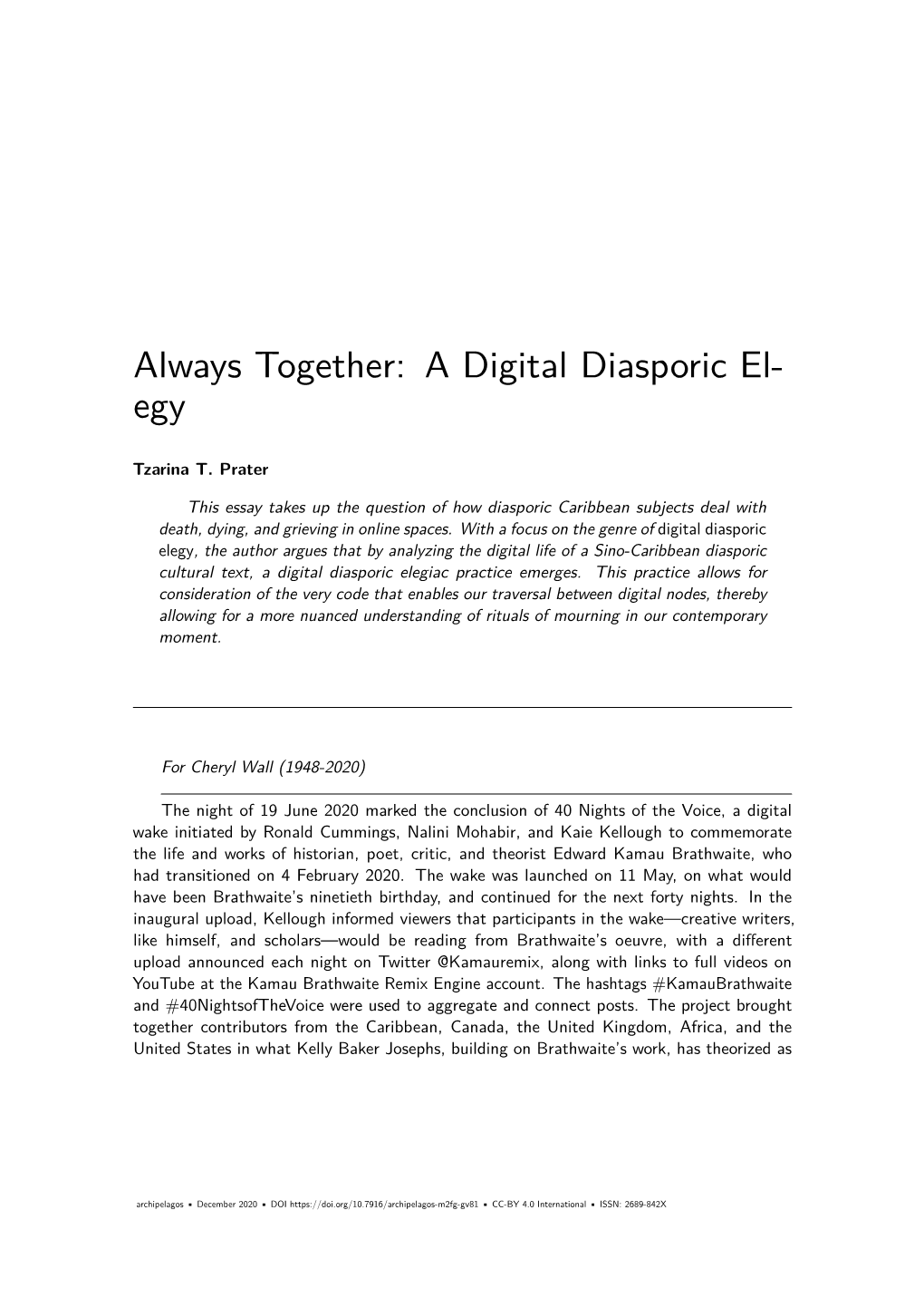 A Digital Diasporic Elegy