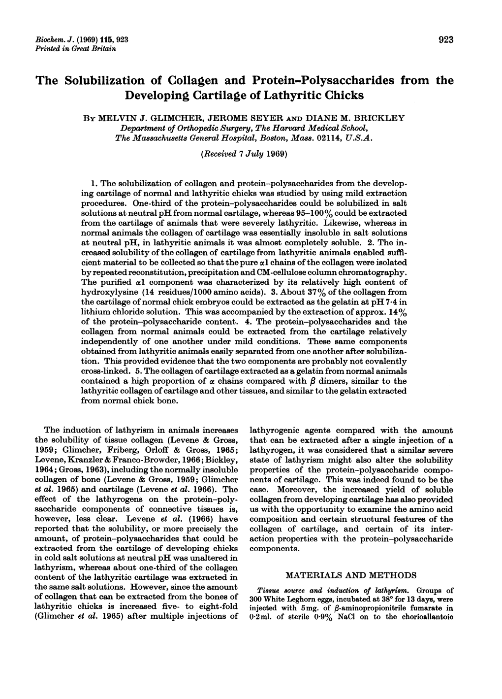 The Solubilization of Collagen and Protein-Polysaccharides from the Developing Cartilage of Lathyritic Chicks