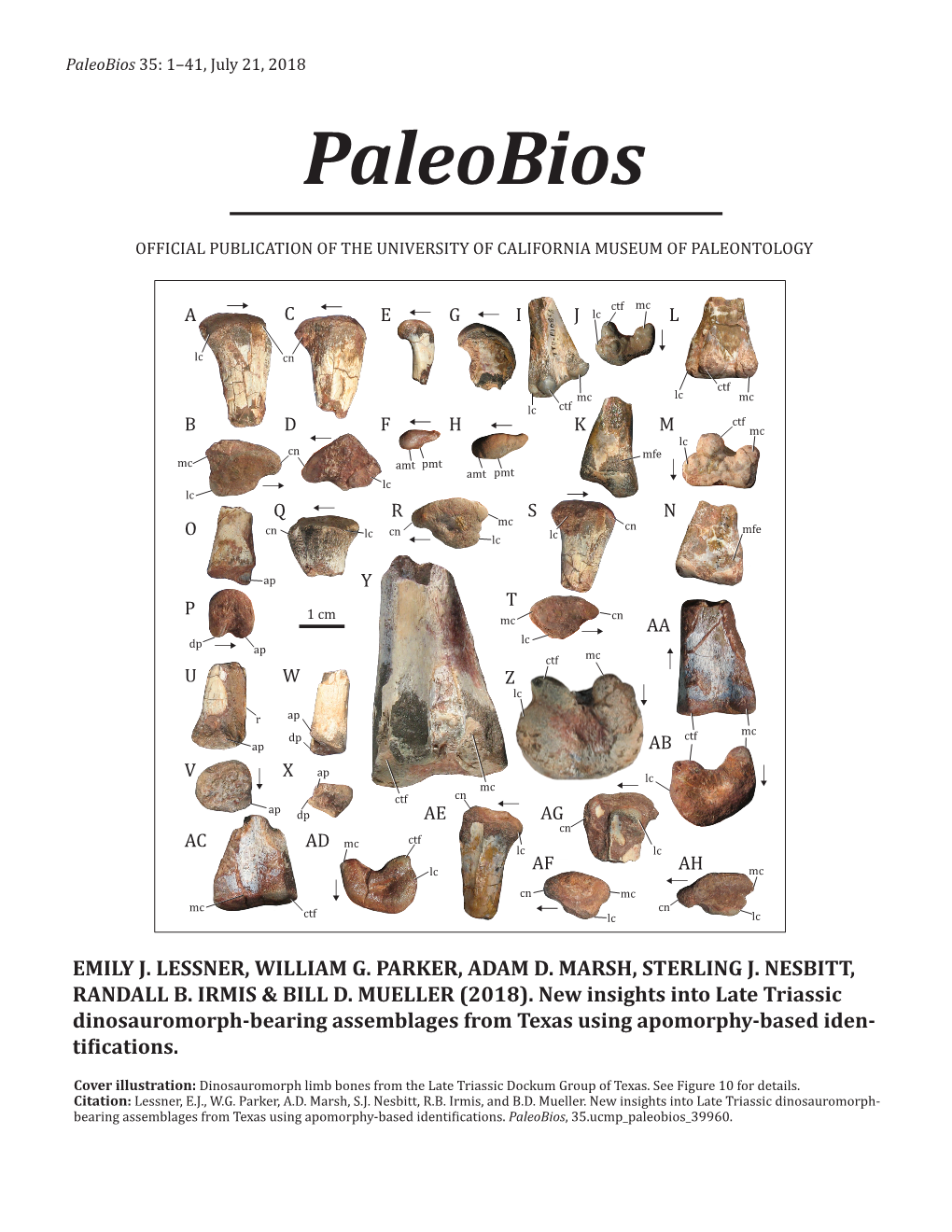 Paleobios 35: 1–41, July 21, 2018 Paleobios