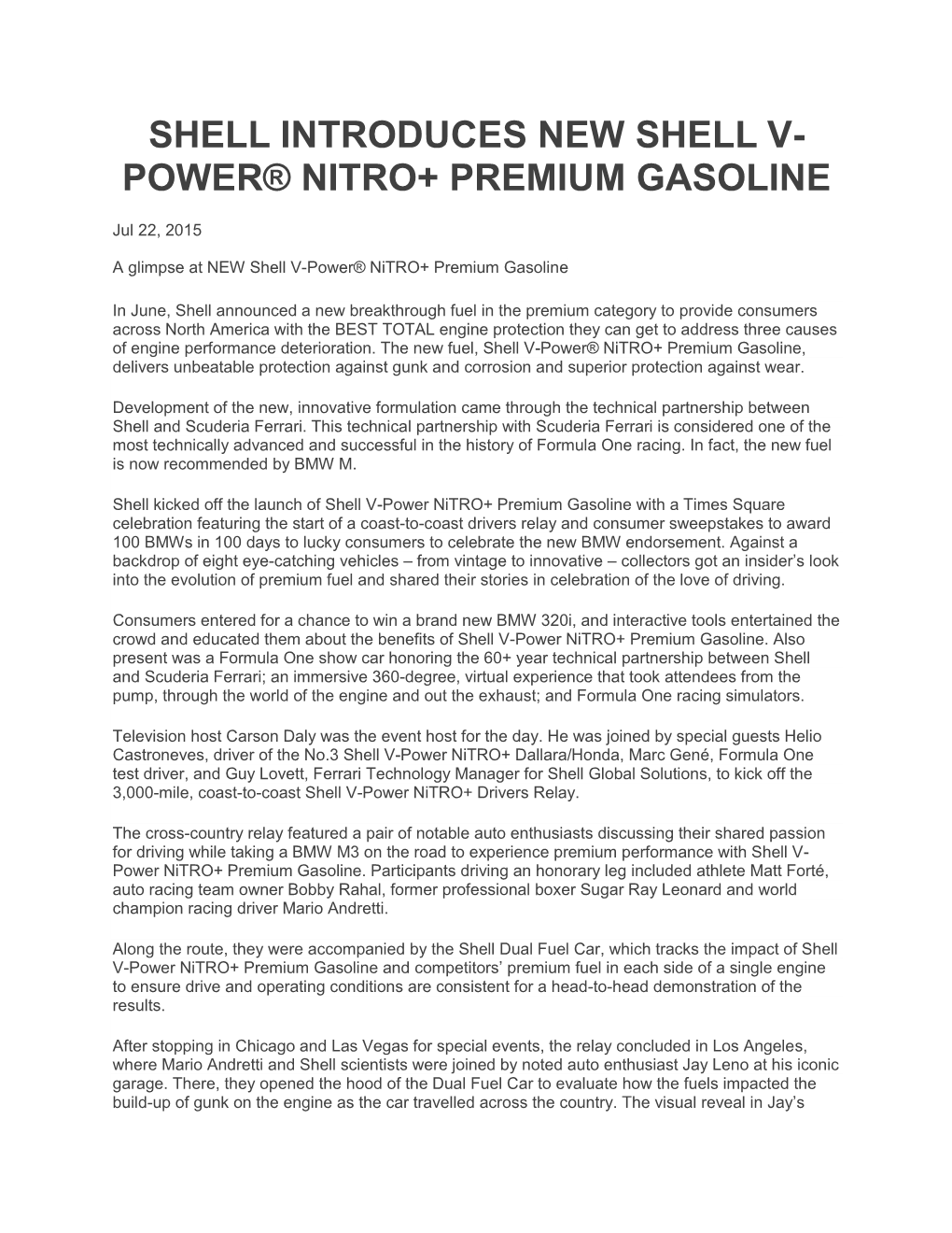 Power® Nitro+ Premium Gasoline