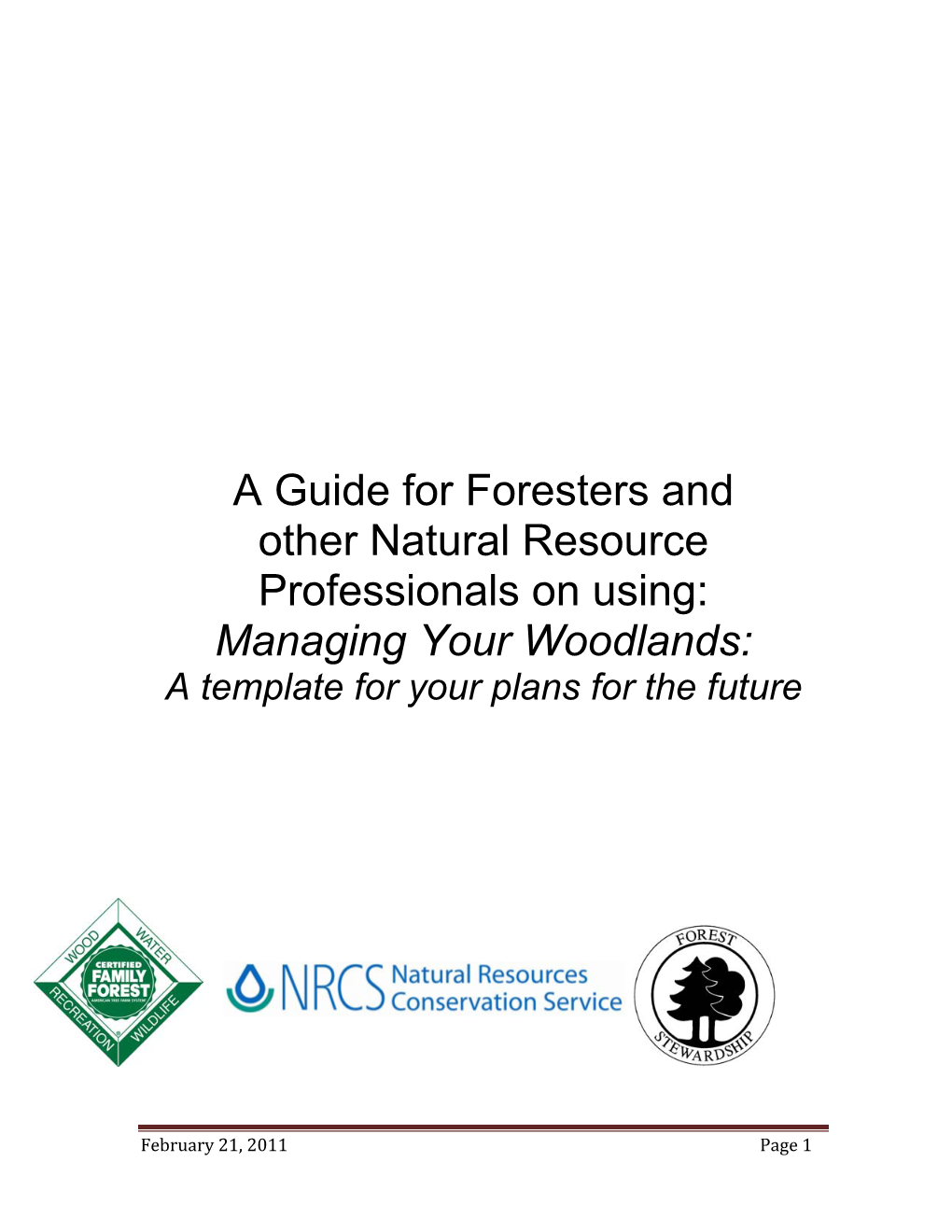 Guide for Foresters – Management Plan Template