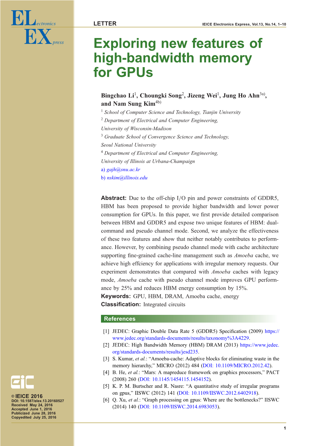 Exploring New Features of High-Bandwidth Memory for Gpus