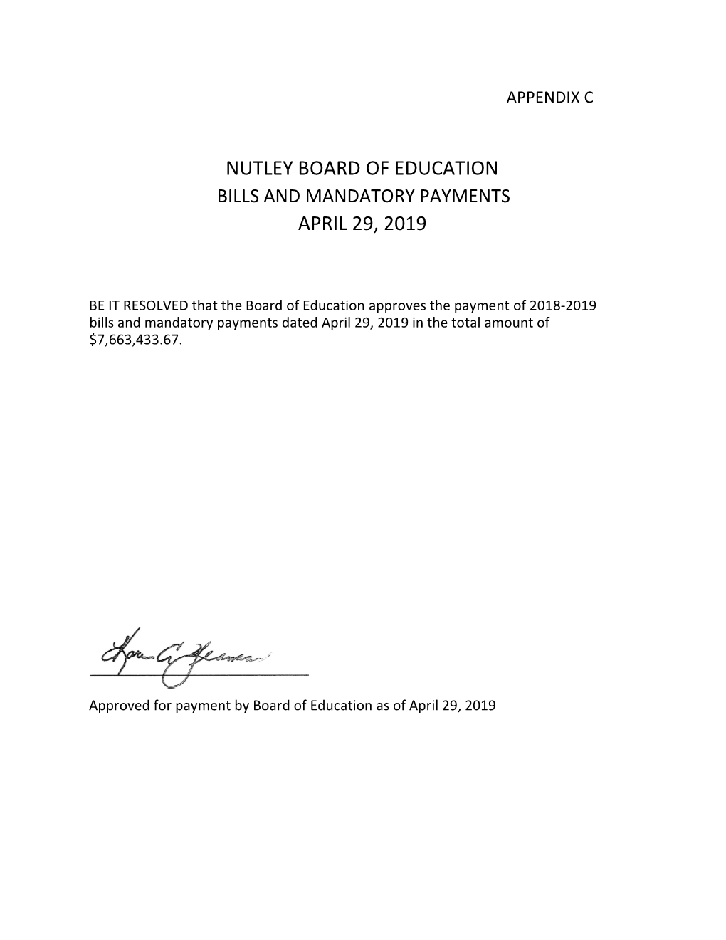 Nutley Board of Education April 29, 2019