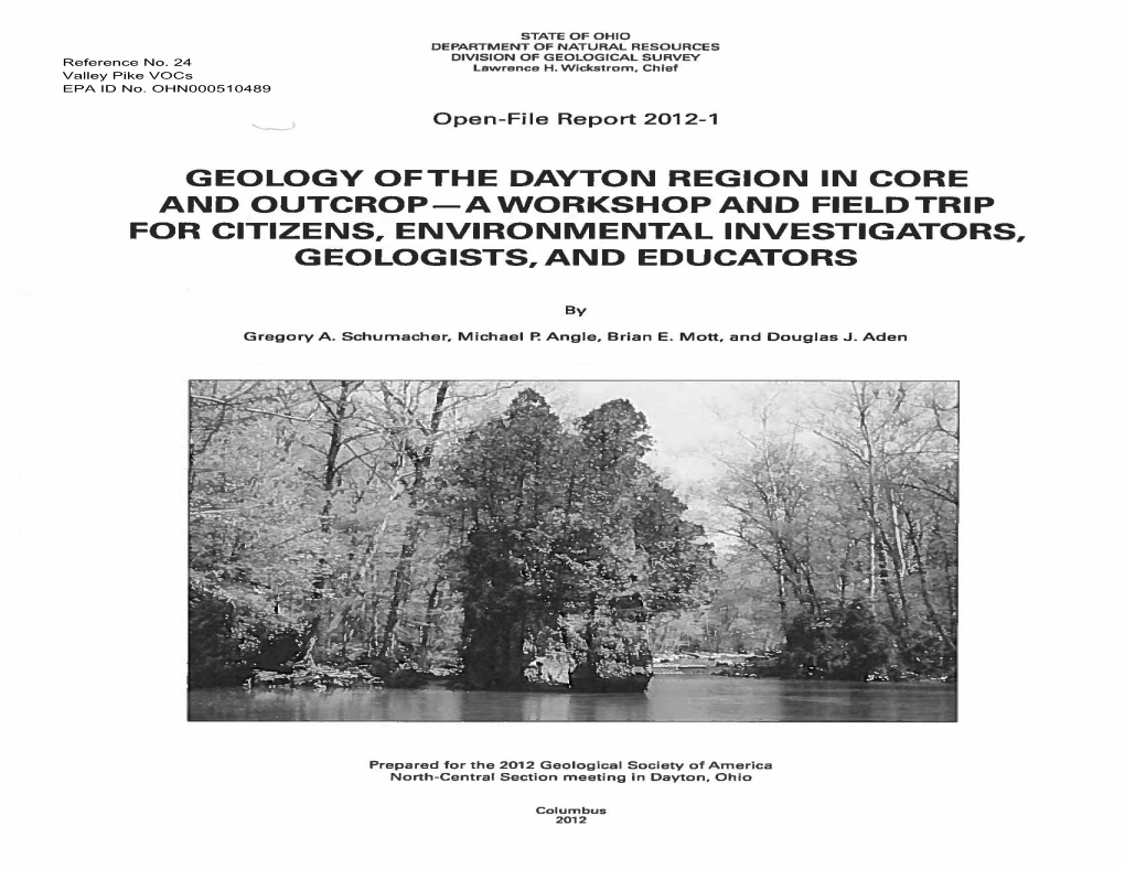 OHIO DEPARTMENTOF NATURAL RESOURCES DIVISION of GEOLOGICAL SURVEY Reference No