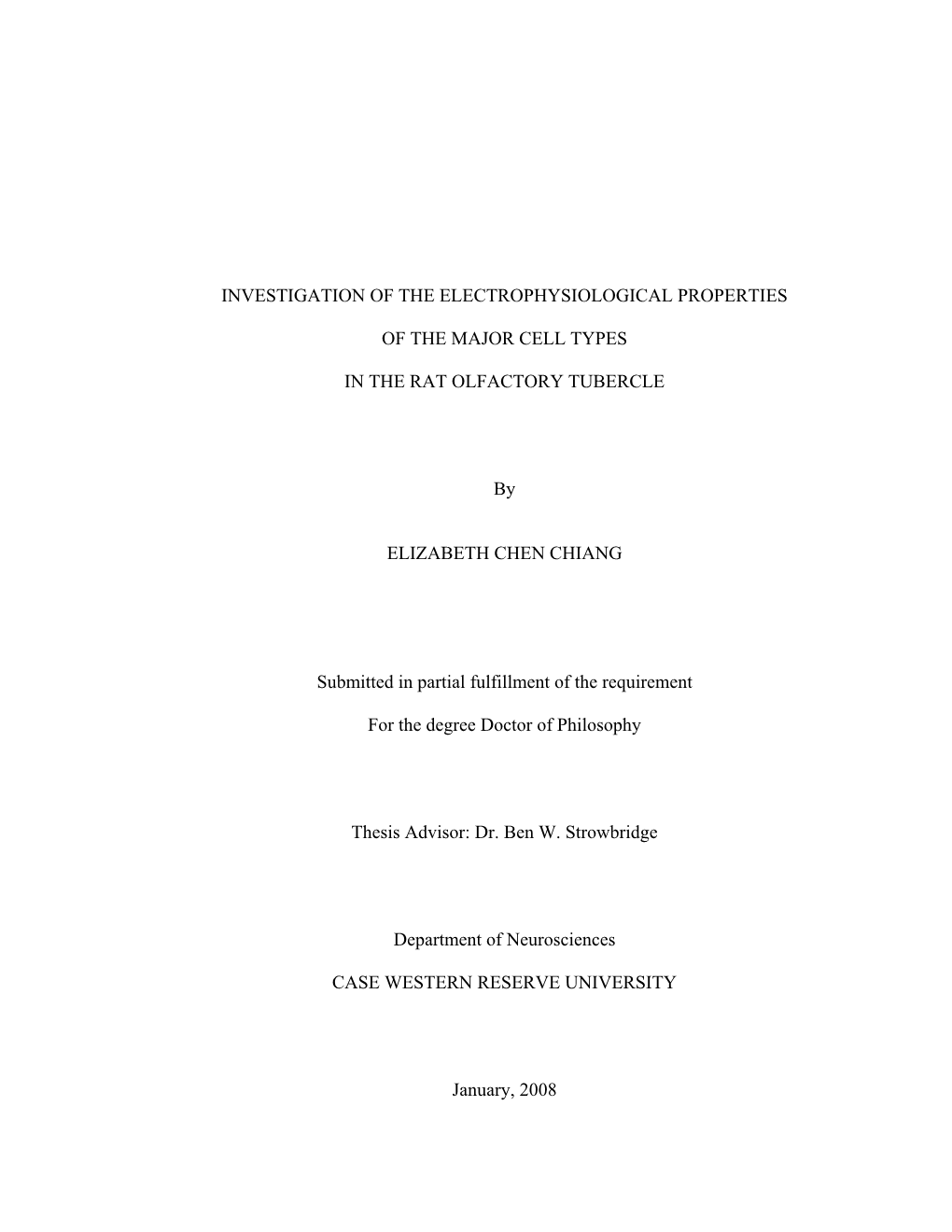 Investigation of the Electrophysiological Properties