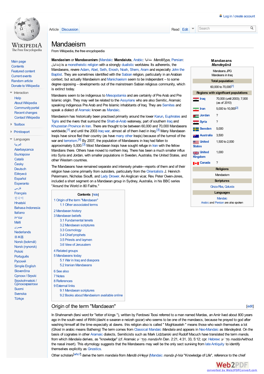 Mandaeism from Wikipedia, the Free Encyclopedia