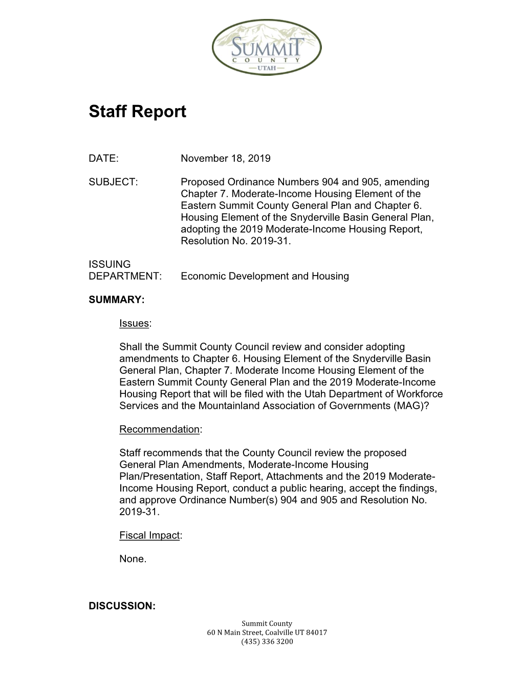 Staff Report