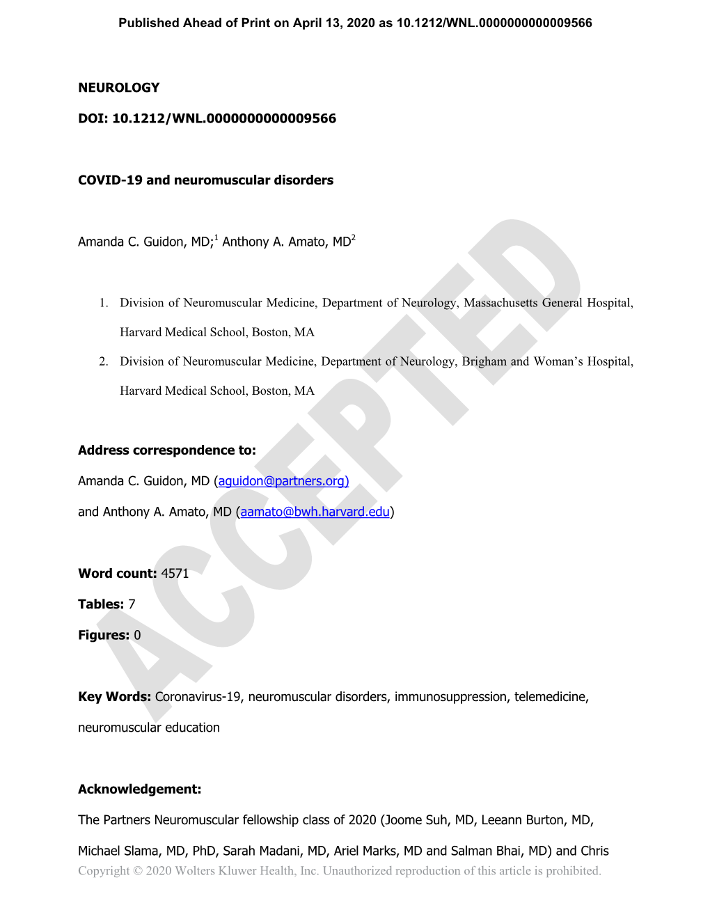 COVID-19 and Neuromuscular Disorders