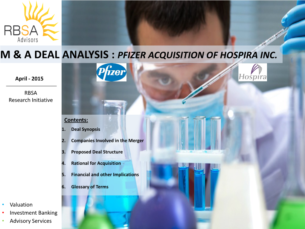 Pfizer Acquistion of Hospira Inc