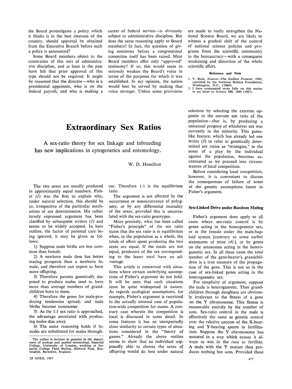 Extraordinary Sex Ratios