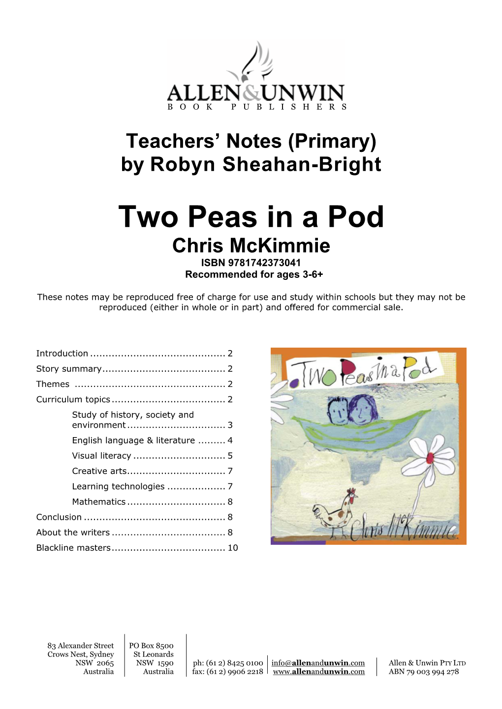 Two Peas in a Pod Chris Mckimmie ISBN 9781742373041 Recommended for Ages 3-6+