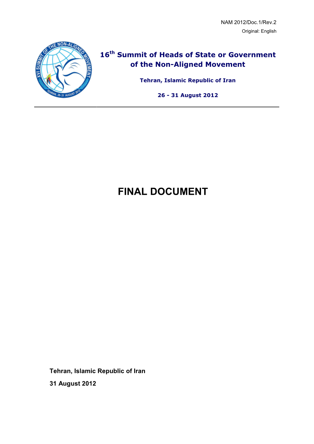 NAM: Tehran Summit Final Document