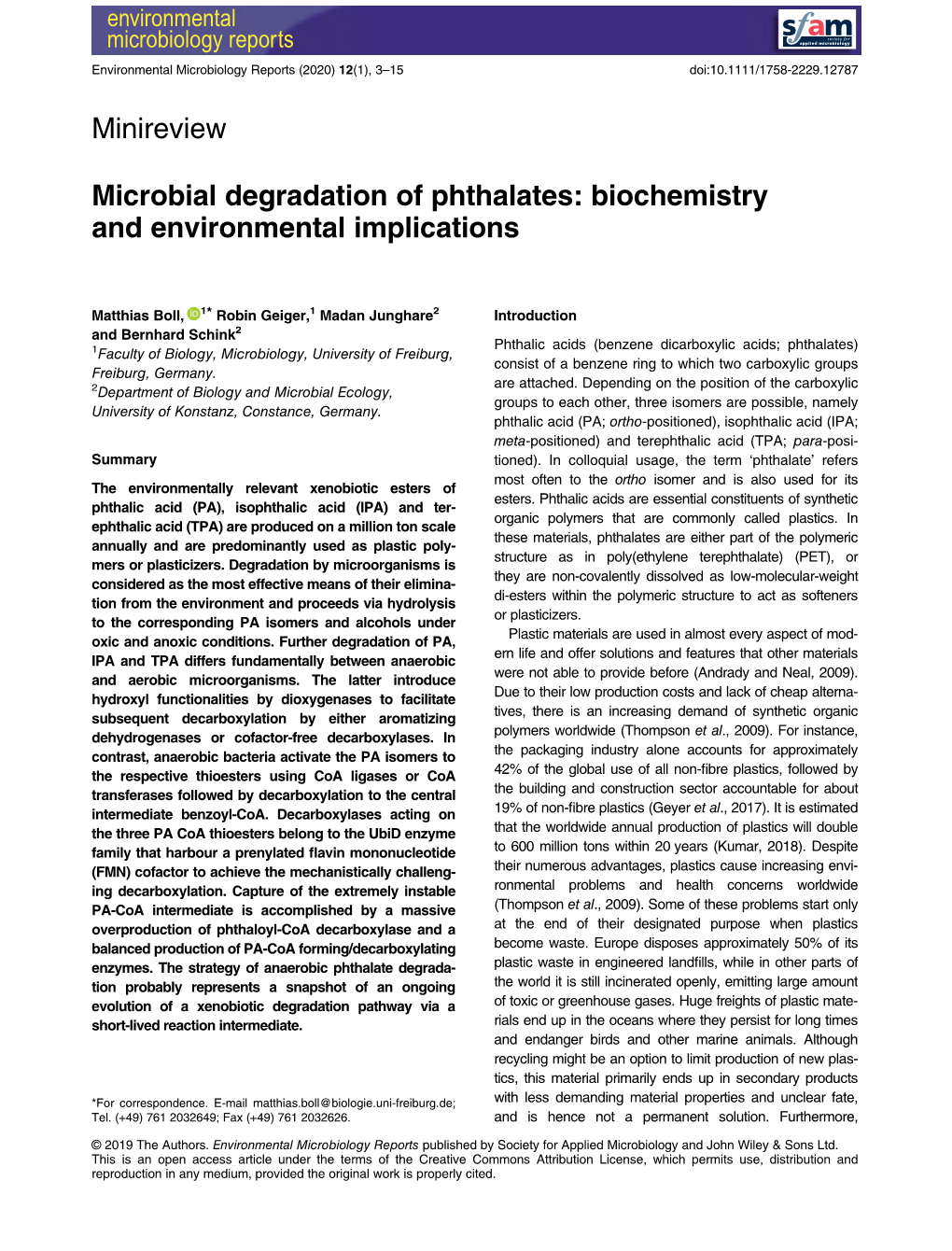 Microbial Degradation of Phthalates: Biochemistry and Environmental Implications