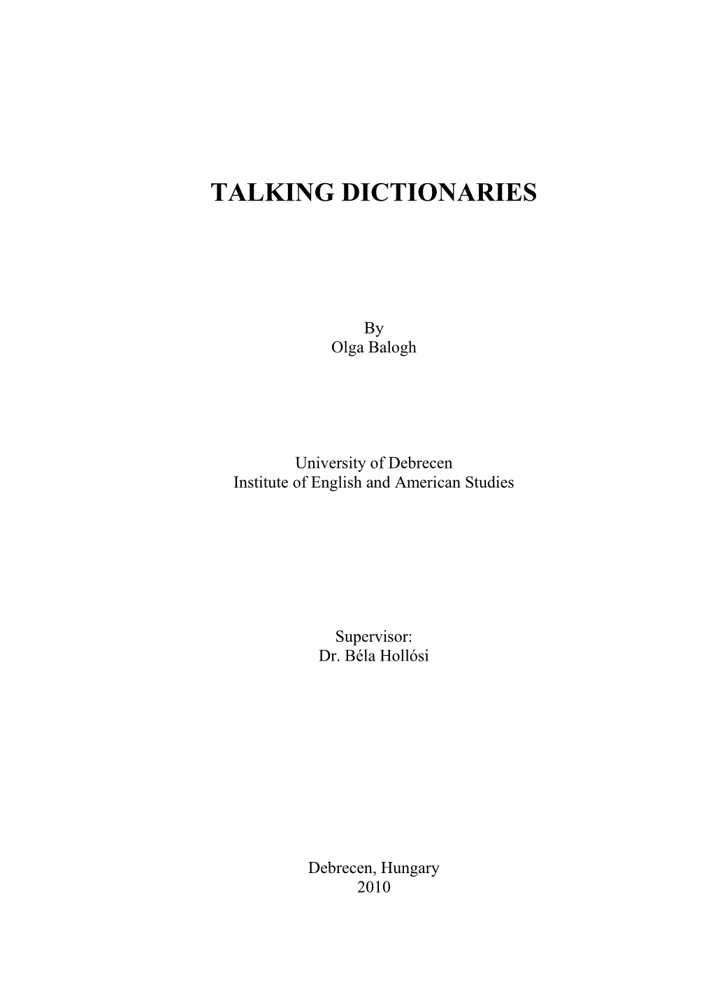 Talking Dictionaries