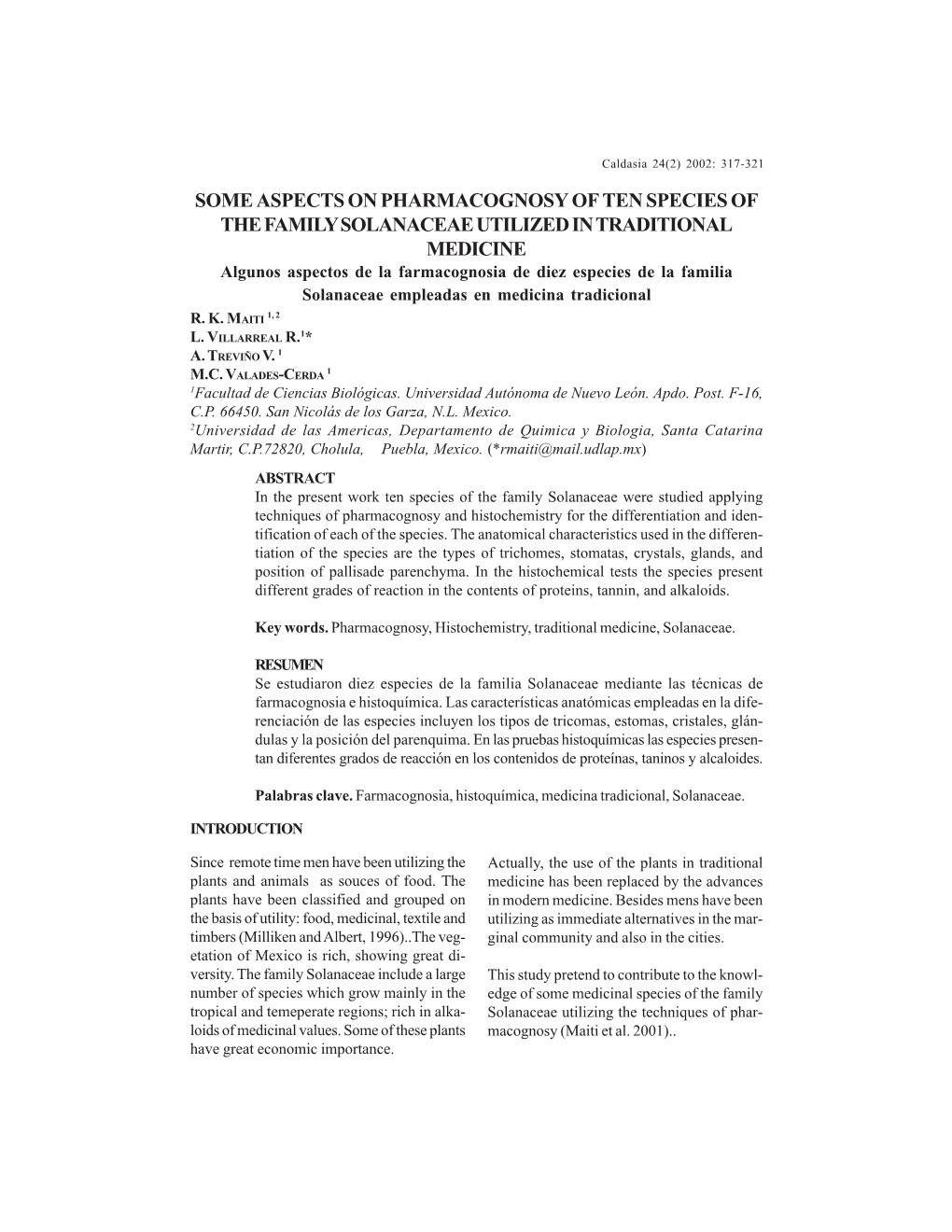 Some Aspects on Pharmacognosy of Ten Species of the Family Solanaceae Utilized in Traditional Medicine