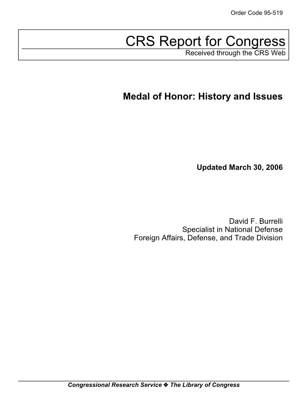 Medal of Honor: History and Issues