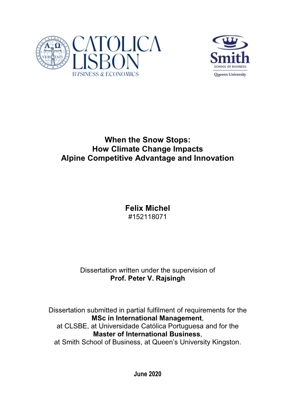 When the Snow Stops: How Climate Change Impacts Alpine Competitive Advantage and Innovation