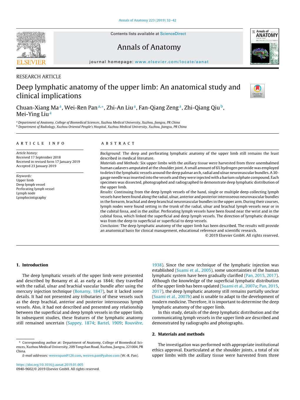 Deep Lymphatic Anatomy of the Upper Limb: an Anatomical Study And