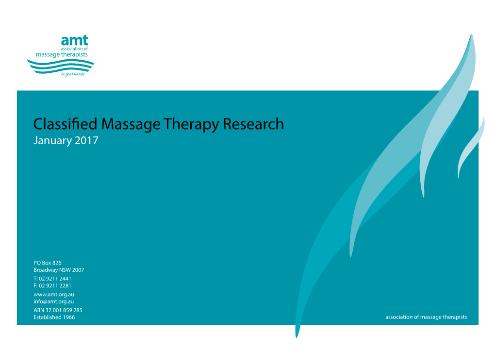 Classified Massage Therapy Research January 2017