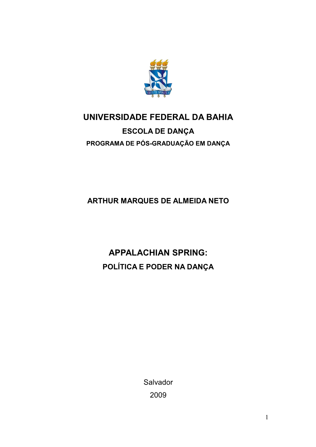 Universidade Federal Da Bahia Appalachian Spring