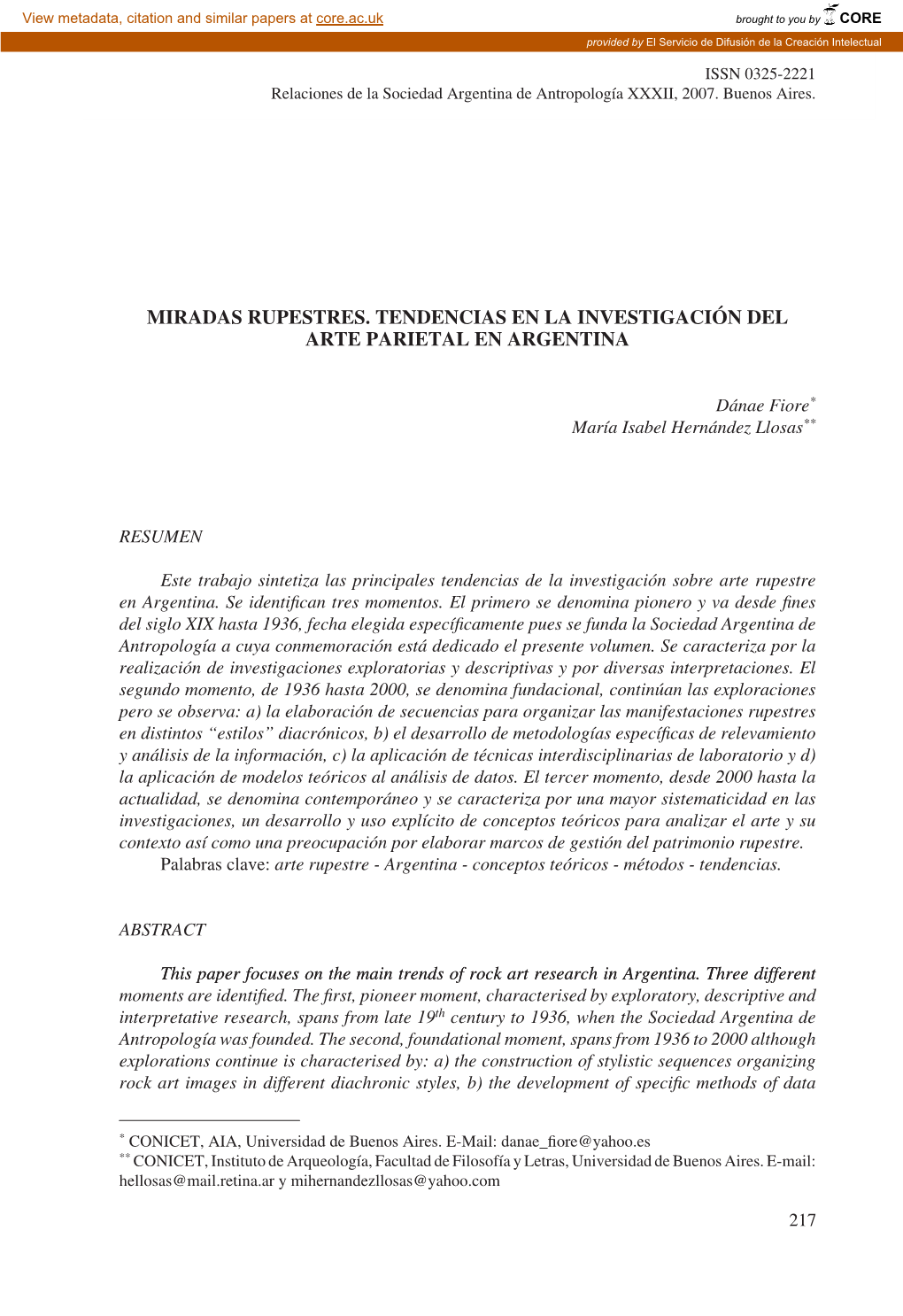 Miradas Rupestres. Tendencias En Laissn Investigación 0325-2221