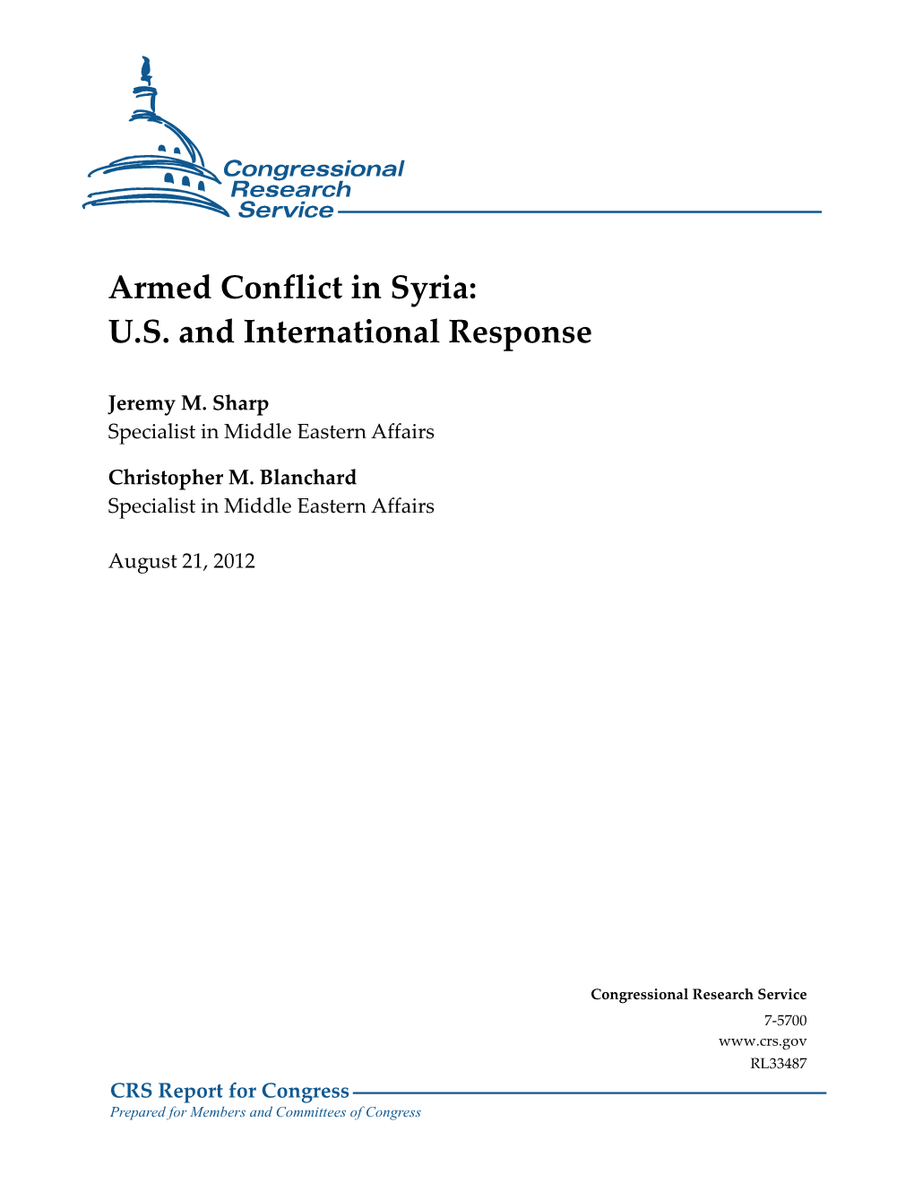 Armed Conflict in Syria: U.S