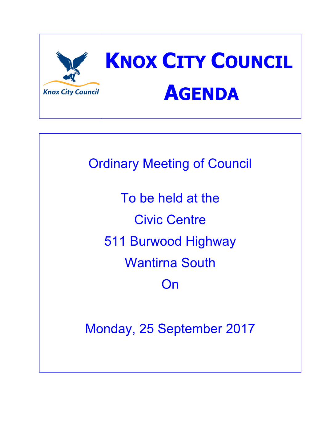 Knox City Council Agenda