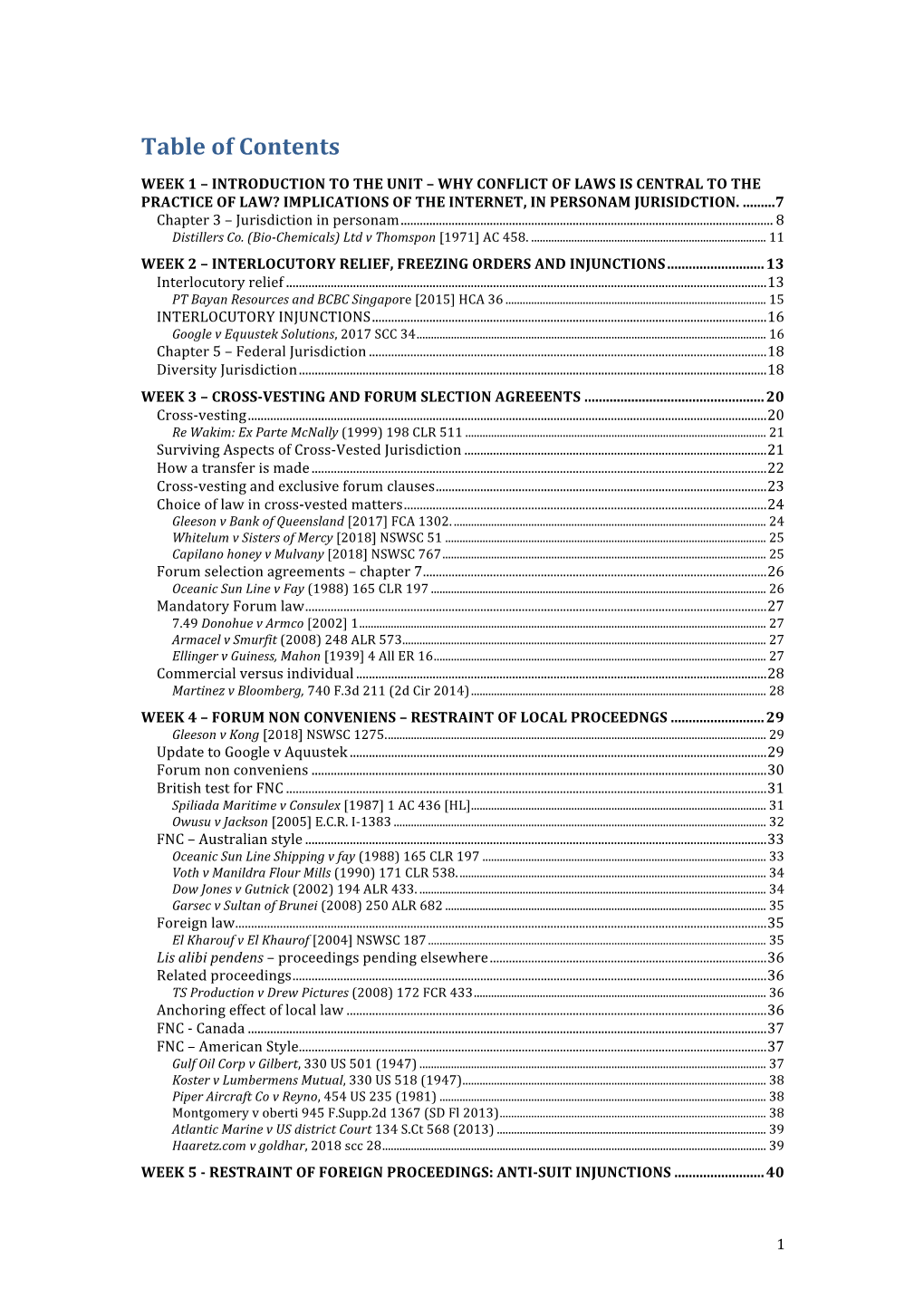 Table of Contents