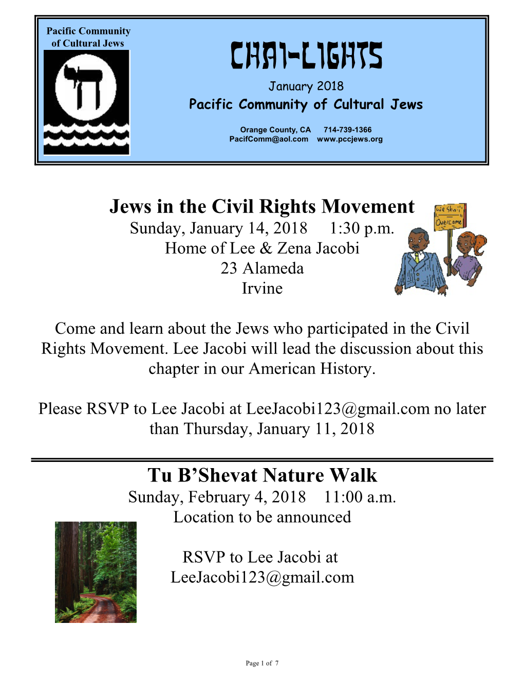 Chai-Lights January 2018 Pacific Community of Cultural Jews