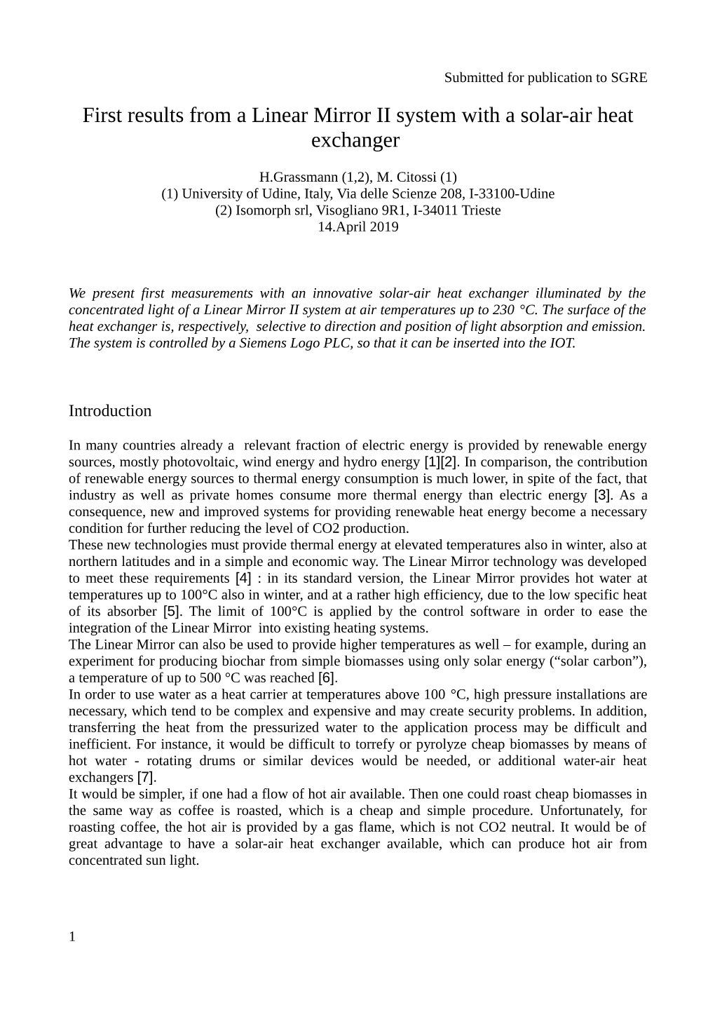 First Results from a Linear Mirror II System with a Solar-Air Heat Exchanger