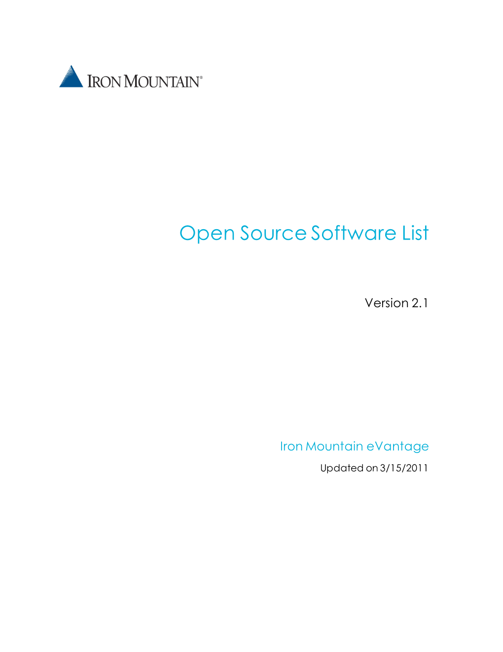 Evantage Open Source Software List