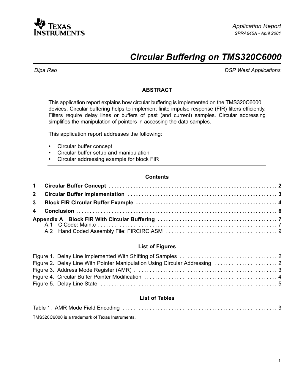 Circular Buffering on TMS320C6000 (Rev. A)