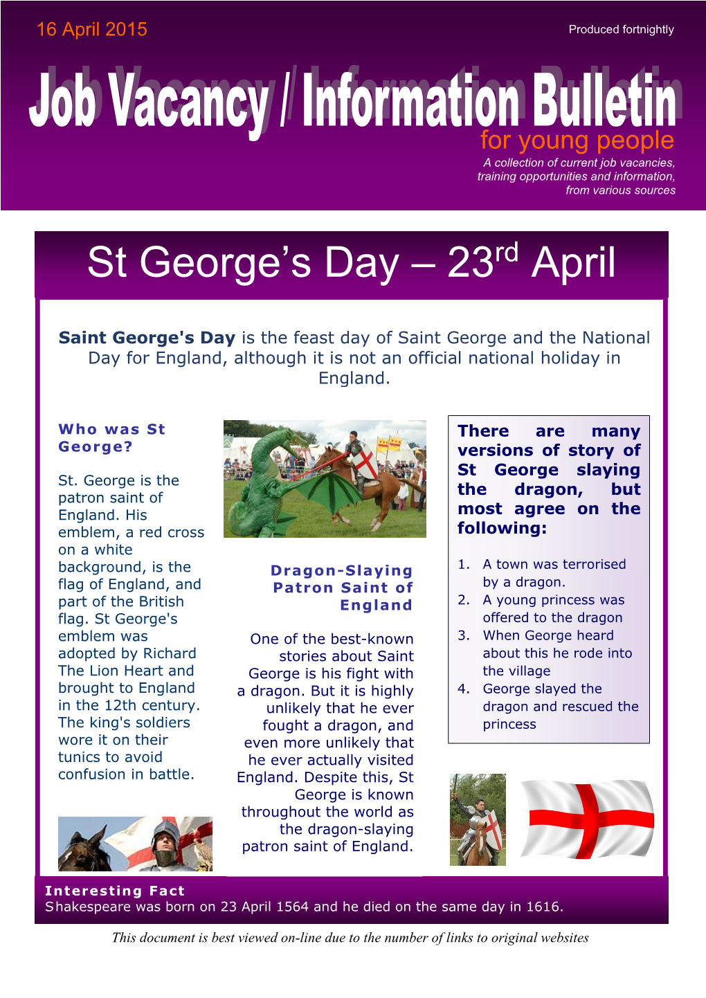 St George's Day – 23Rd April