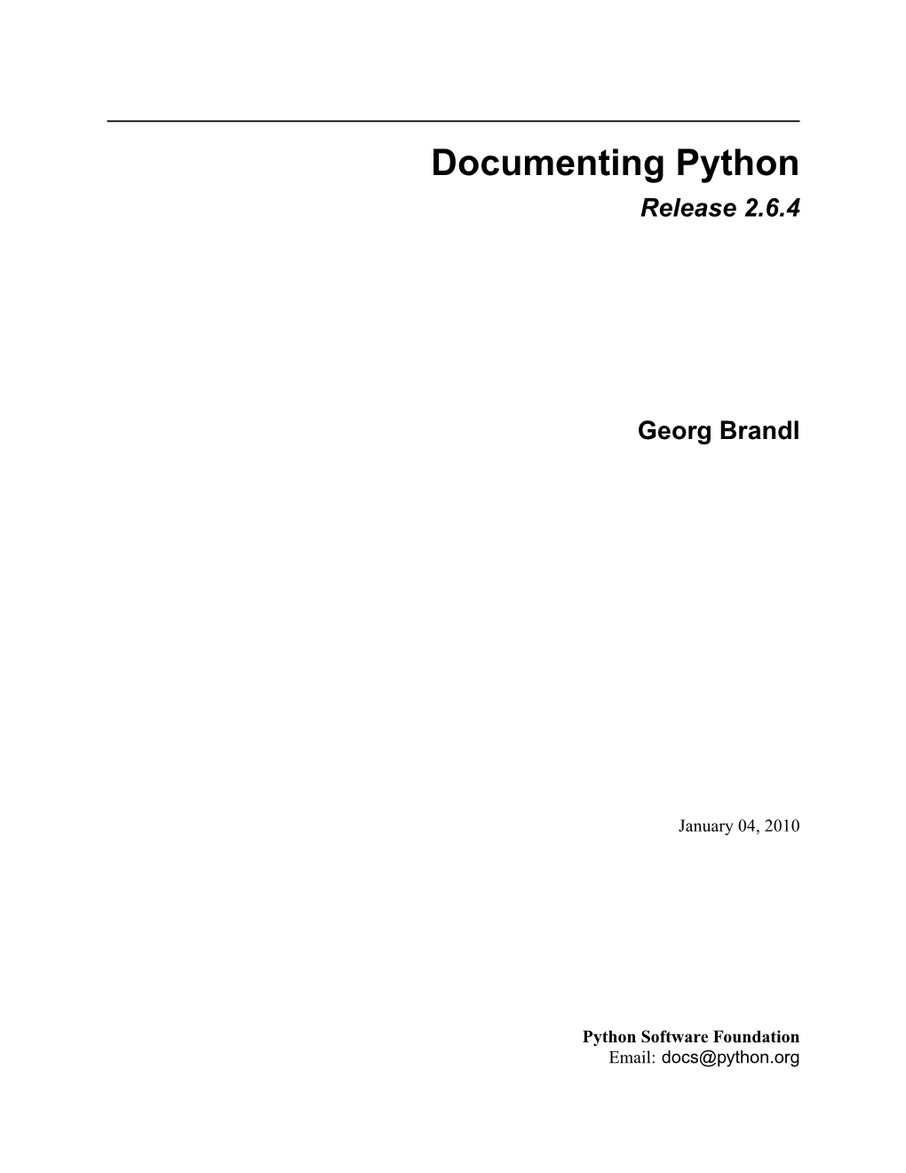 Documenting Python Release 2.6.4