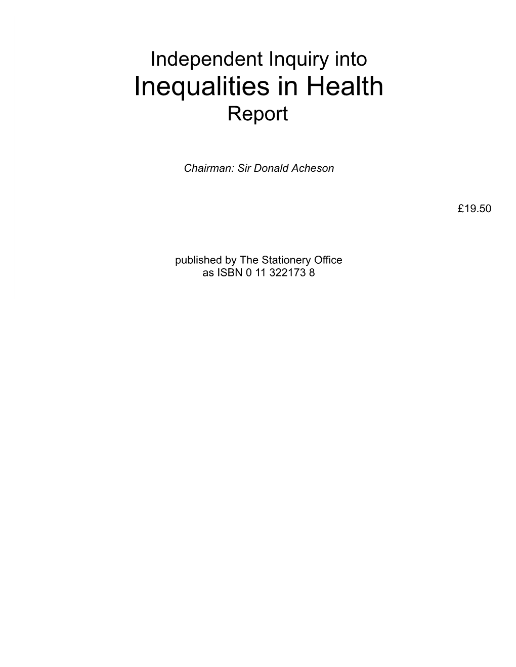 Inequalities in Health