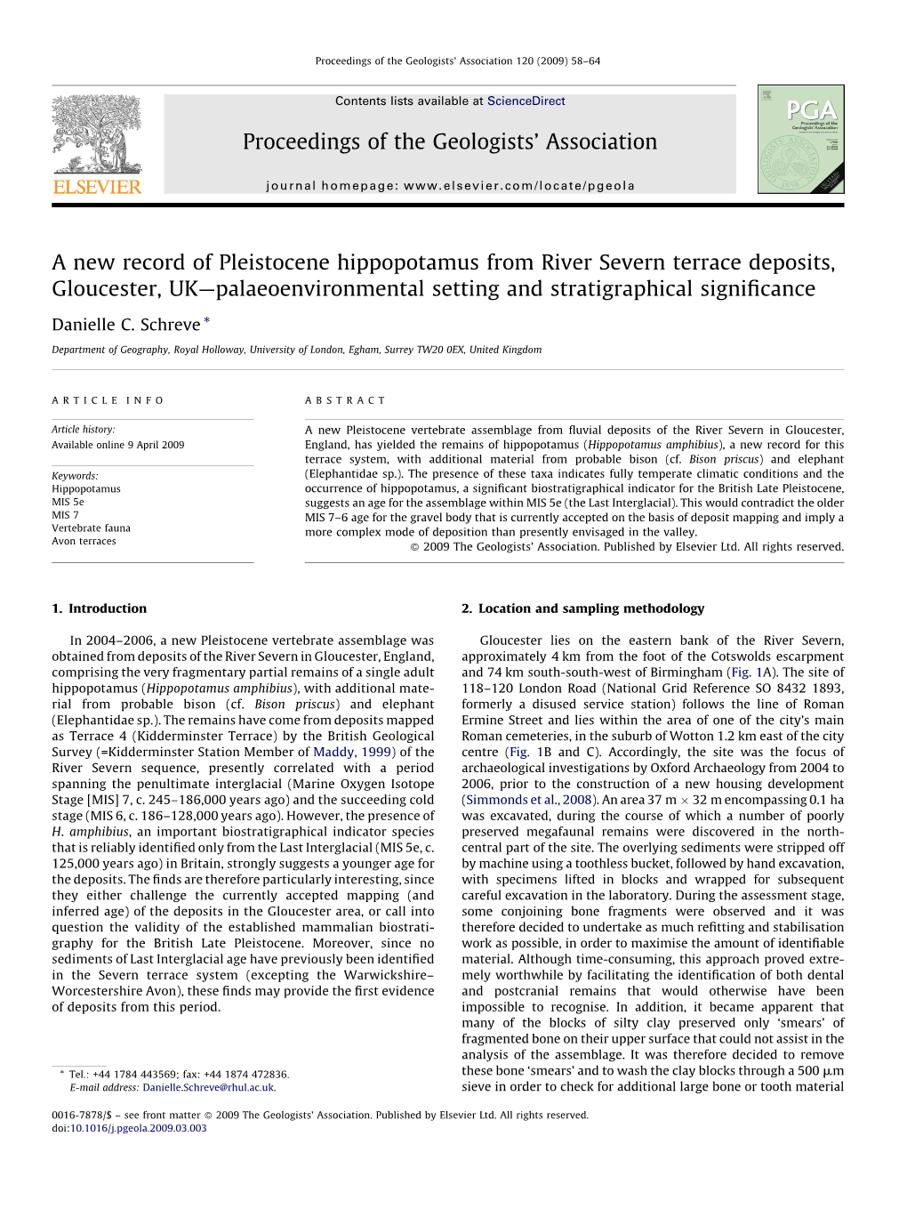 A New Record of Pleistocene Hippopotamus from River Severn Terrace Deposits, Gloucester, UK—Palaeoenvironmental Setting and Stratigraphical Signiﬁcance