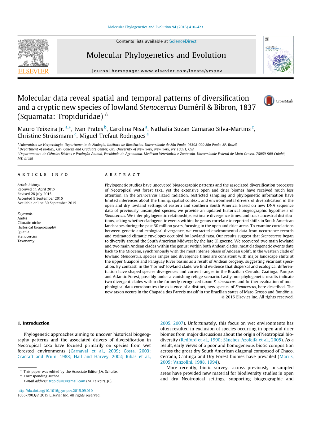 Molecular Data Reveal Spatial and Temporal Patterns of Diversification