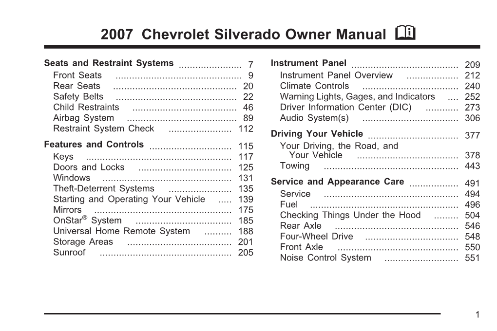 2007 Chevrolet Silverado Owner Manual M