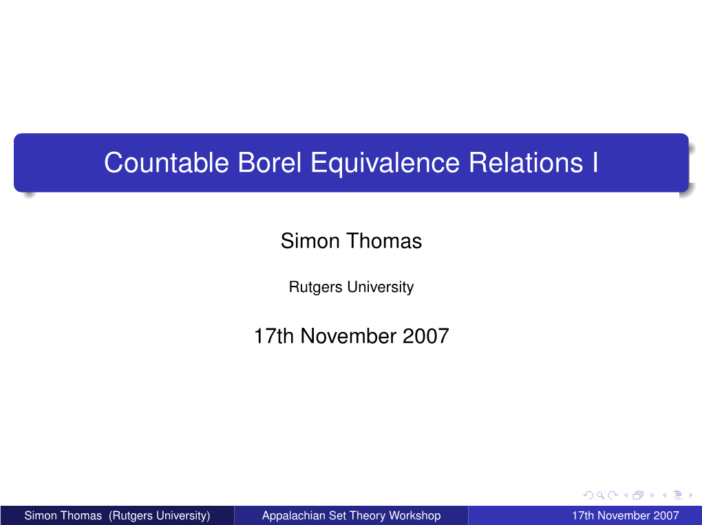 Countable Borel Equivalence Relations I