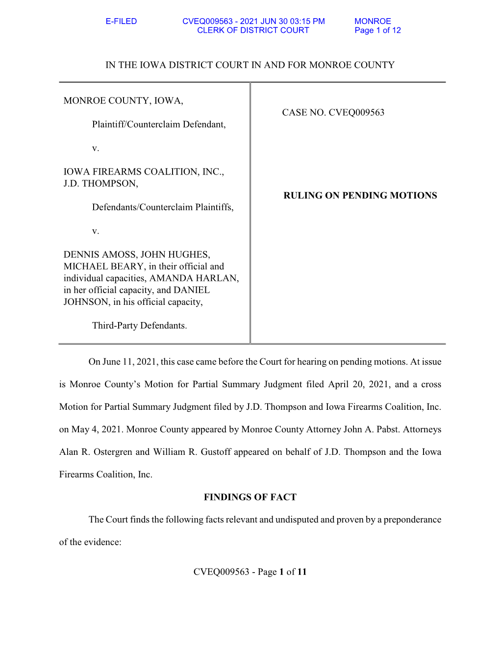 CVEQ009563 - 2021 JUN 30 03:15 PM MONROE CLERK of DISTRICT COURT Page 1 of 12