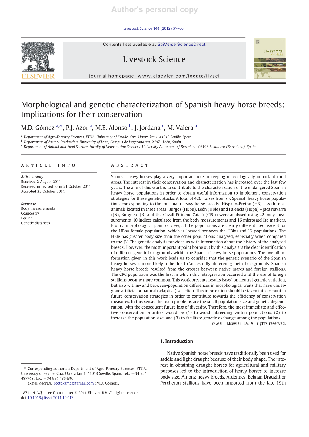 Author's Personal Copy Morphological and Genetic Characterization Of