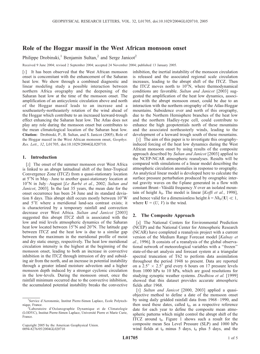 Role of the Hoggar Massif in the West African Monsoon Onset