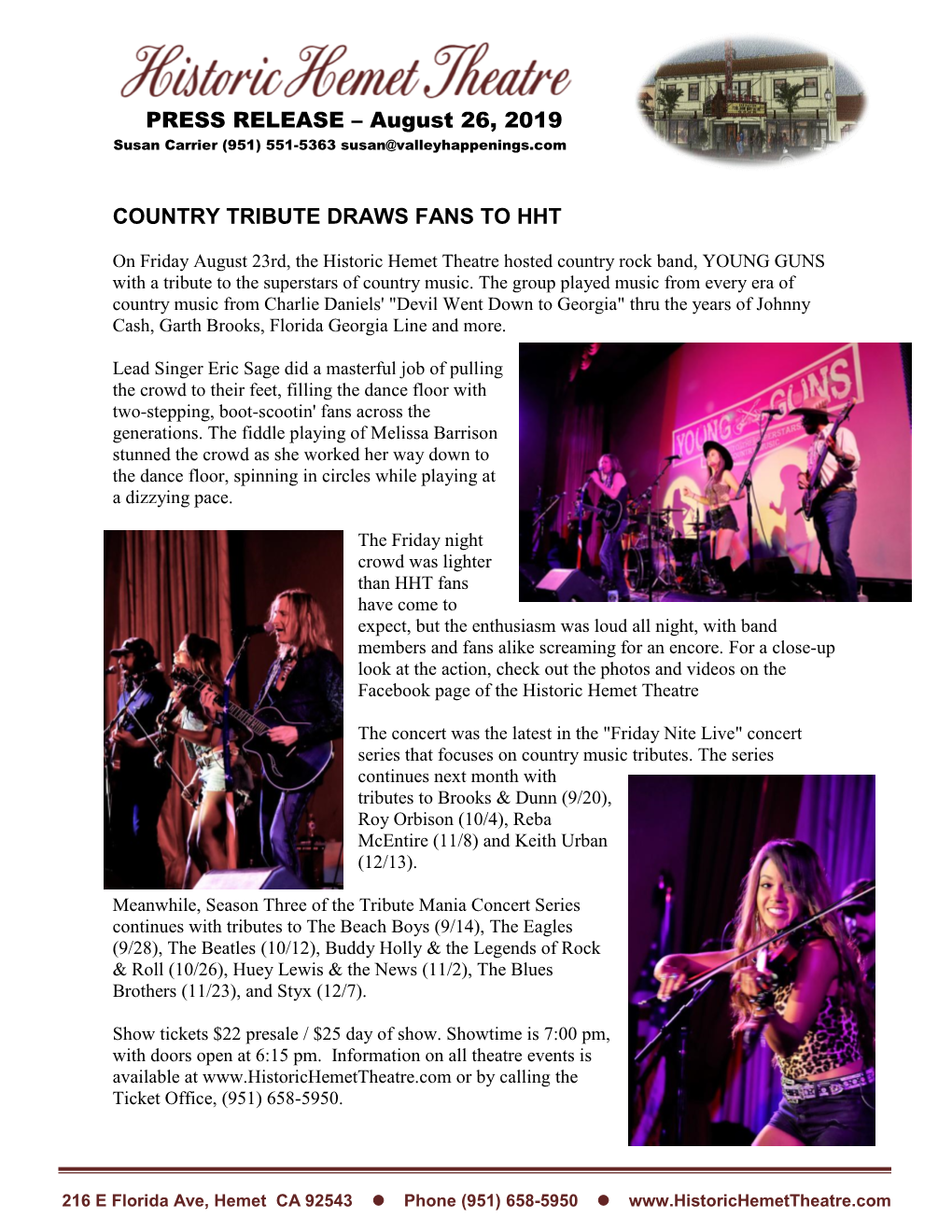 Country Tribute Draws Fans to Hht