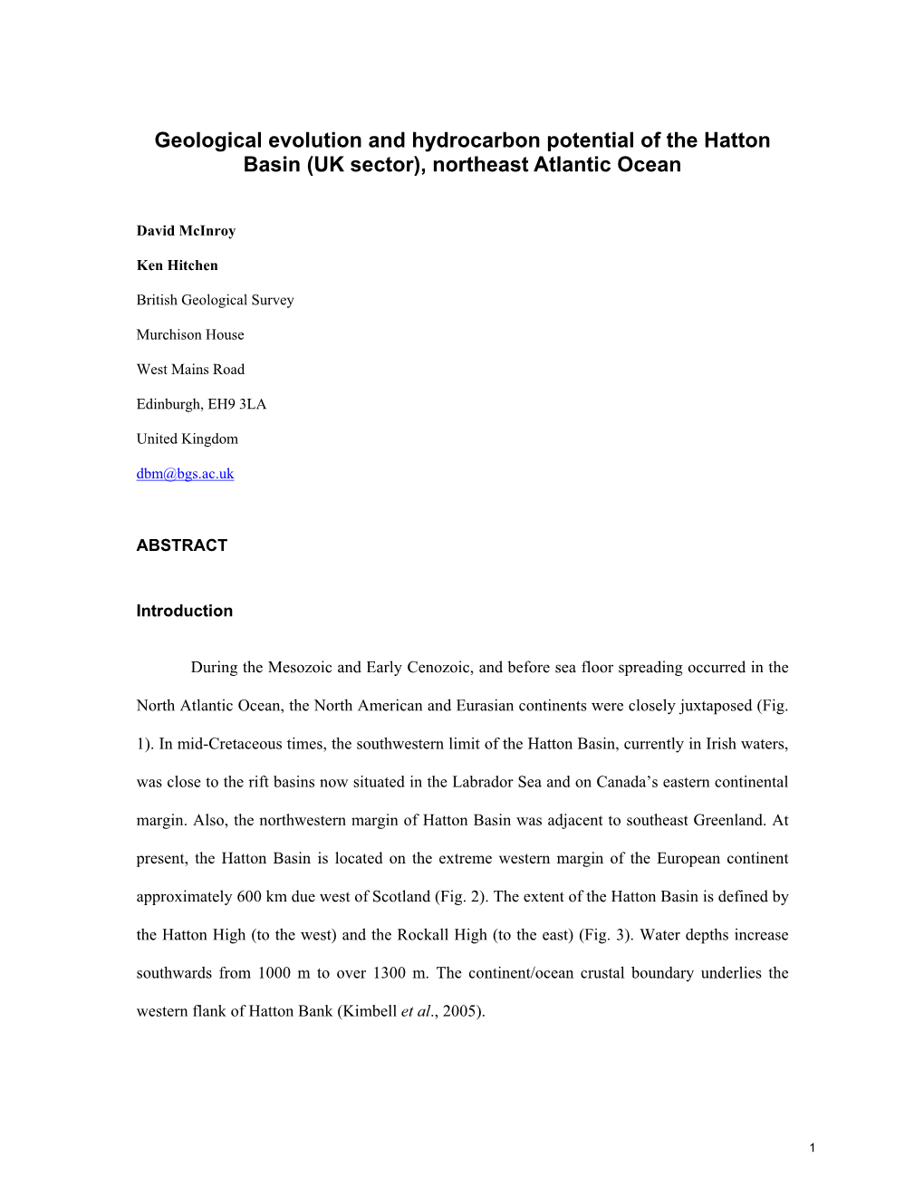 Geological Evolution and Hydrocarbon Potential of the Hatton Basin (UK Sector), Northeast Atlantic Ocean