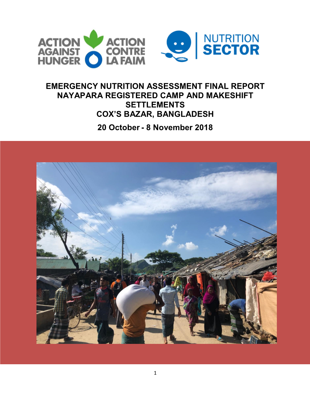 EMERGENCY NUTRITION ASSESSMENT FINAL REPORT NAYAPARA REGISTERED CAMP and MAKESHIFT SETTLEMENTS COX’S BAZAR, BANGLADESH 20 October - 8 November 2018