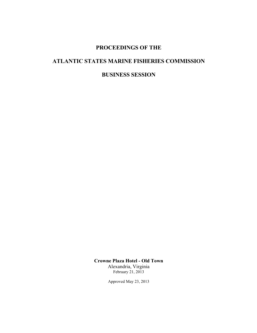 Proceedings of the Atlantic States Marine Fisheries